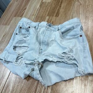 Levi's Light Blue Distressed Jean Shorts